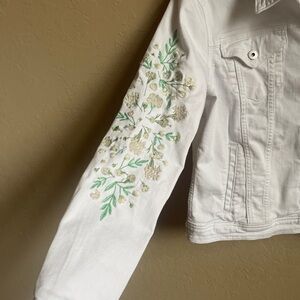 Embroidered White Denim Jacket